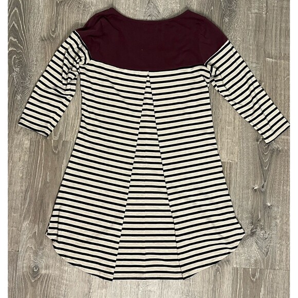 Umgee Dress Hi Low T Shirt Stripe Purple Blue Heather Beige Small Preppy Cottage - Picture 2 of 4